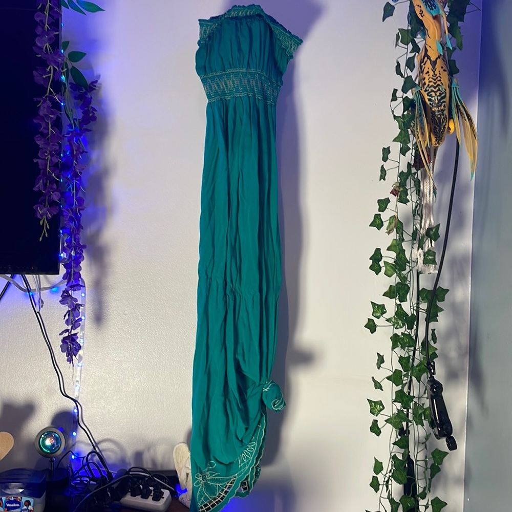 womens american rag strapless dress teal/blue/green